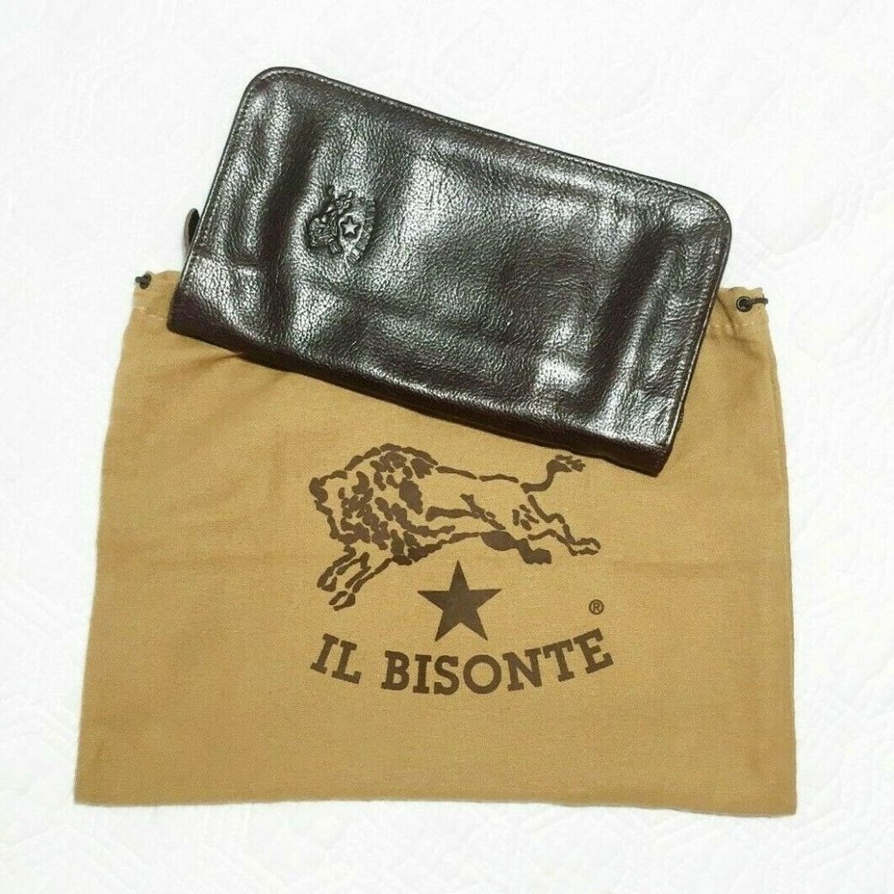 iL BISONTE zip round Travel Case Long Wallet